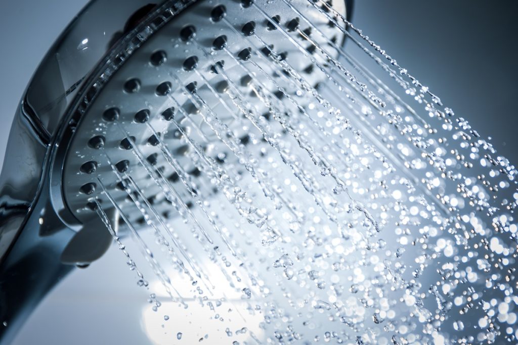 Modern showerhead splashing water