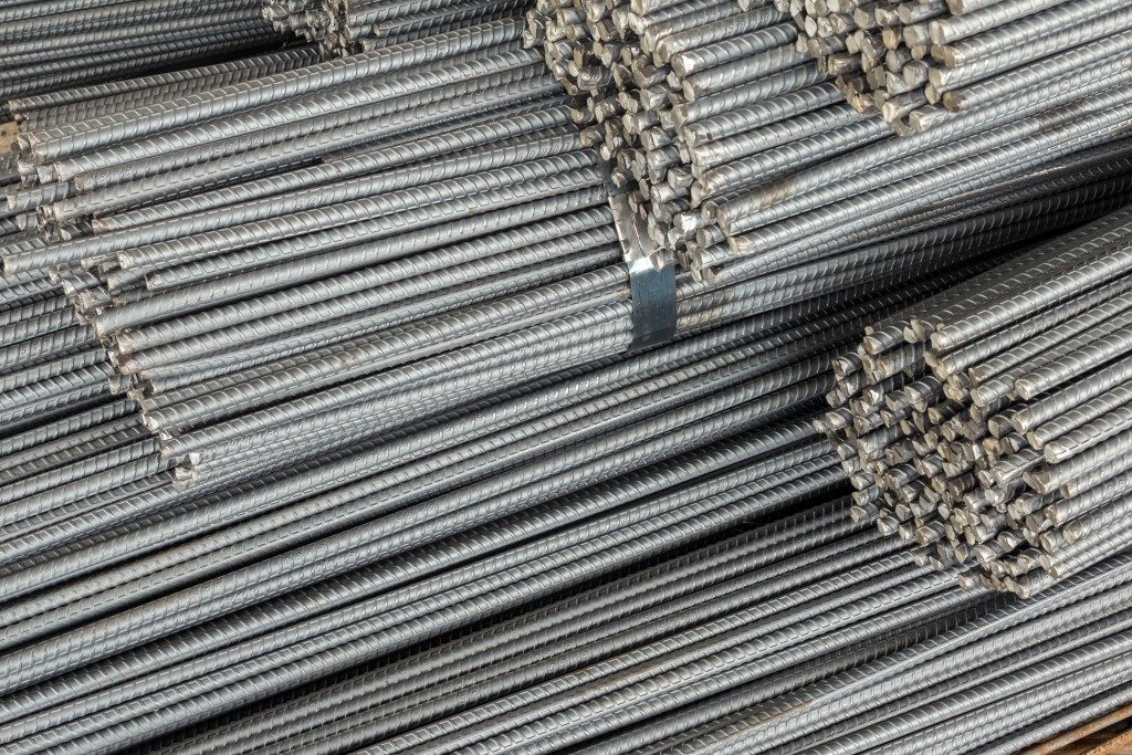 Stacks of steel bars for reinforcement