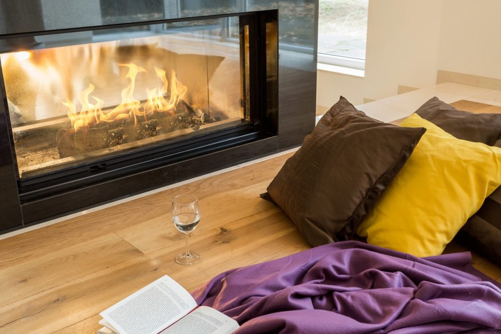 Indoor modern fireplace