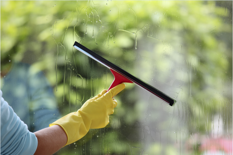 hand cleaning window