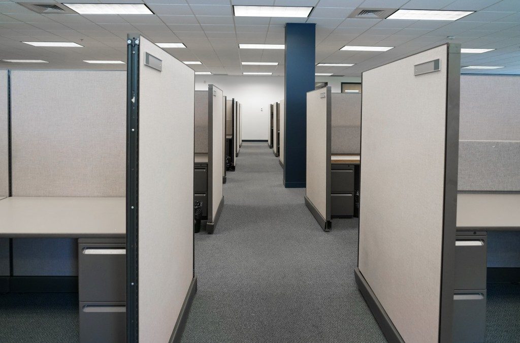 cubicles inside office building