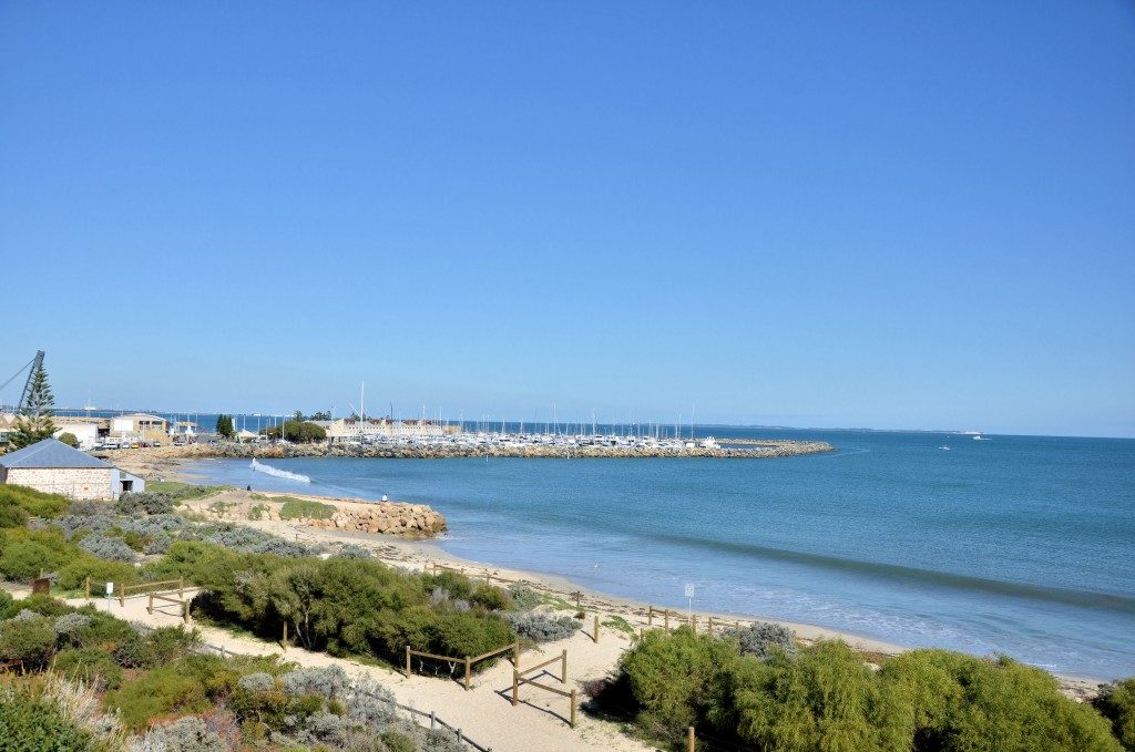 View of Fremantle Harbour and Beach on a Clear Winter Day, Australia